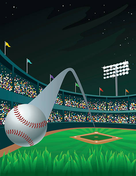 ilustrações, clipart, desenhos animados e ícones de estádio de beisebol - baseball home run team ball