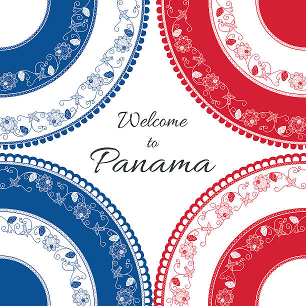 Welcome to Panama. Vector illustration Welcome to Panama. Vector illustration. Travel design with flowers pollera ornaments in Panamian country flag colors. Concept for tourism banner, postcard, information card or tourist flyer template. panama illustrations stock illustrations
