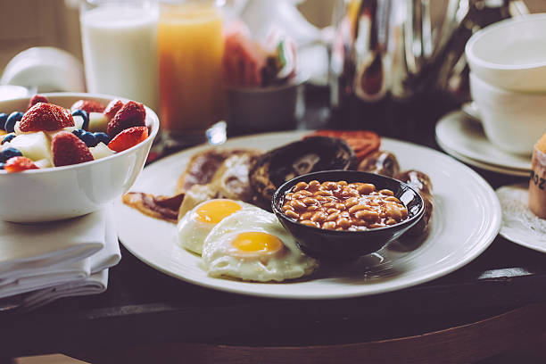 English breakfast Traditional English breakfast on a plate. english breakfast stock pictures, royalty-free photos & images