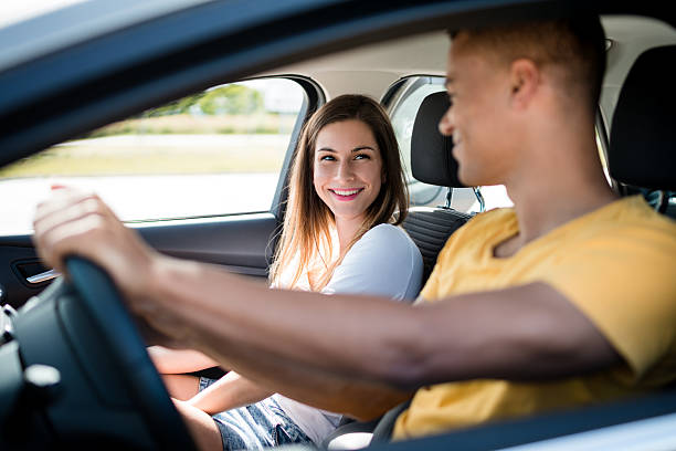 istock Happy together - couple in car 612015976