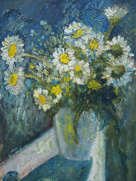 istock Still life with white camomiles in a white vase 612016614