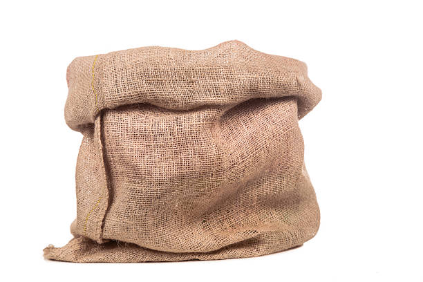 borsa burlap vuota o sacco - santas sack foto e immagini stock