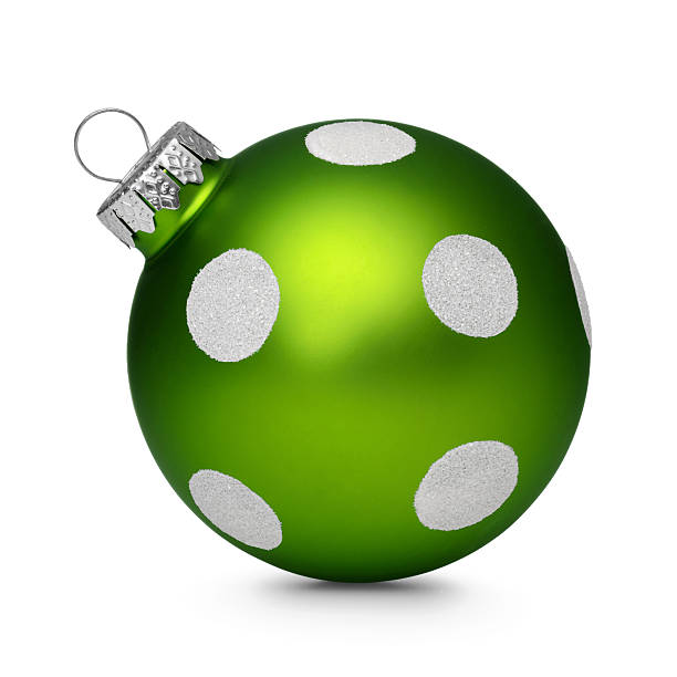istock Green christmas ball with spots isolated on white background 612019368