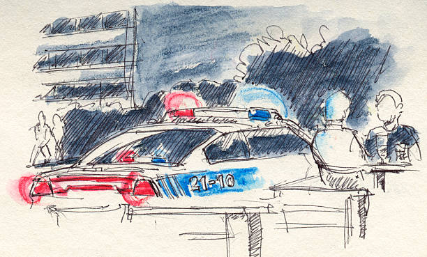 kanadische polizei auto lichter zeichnung - canadian culture flash stock-grafiken, -clipart, -cartoons und -symbole
