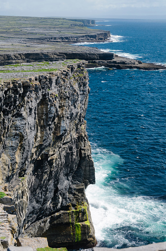 The steep cliffs of Inishmore , the biggest of Aran Islands, Galway Bay, Ireland, Europe
