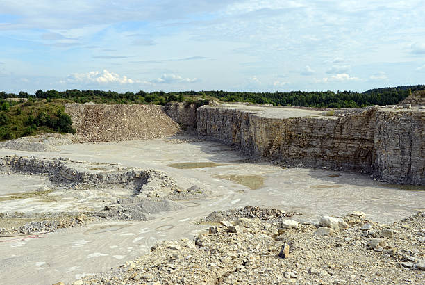 blocks of limestones in a quarry.