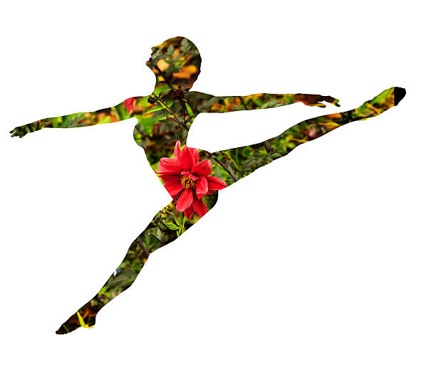 istock Double exposure of classical dancer and red flower 612023942