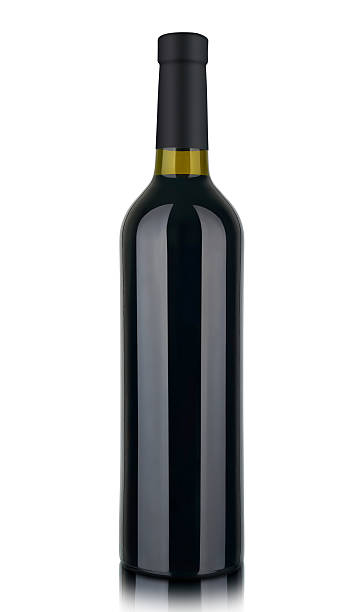 istock Red wine bottle isolated on white background 612025822