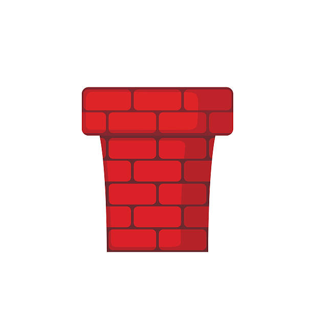 Red Chimney icon in flat style. Red Chimney icon in flat style isolated on white background. Vector illustration. red brick tile stock illustrations