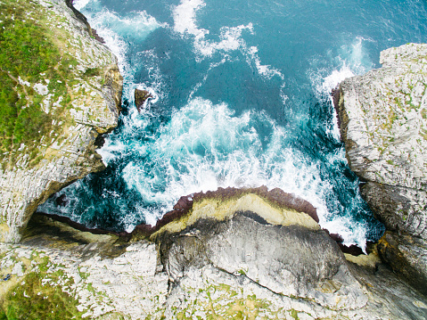 Aerial view of a cliff in Asturias