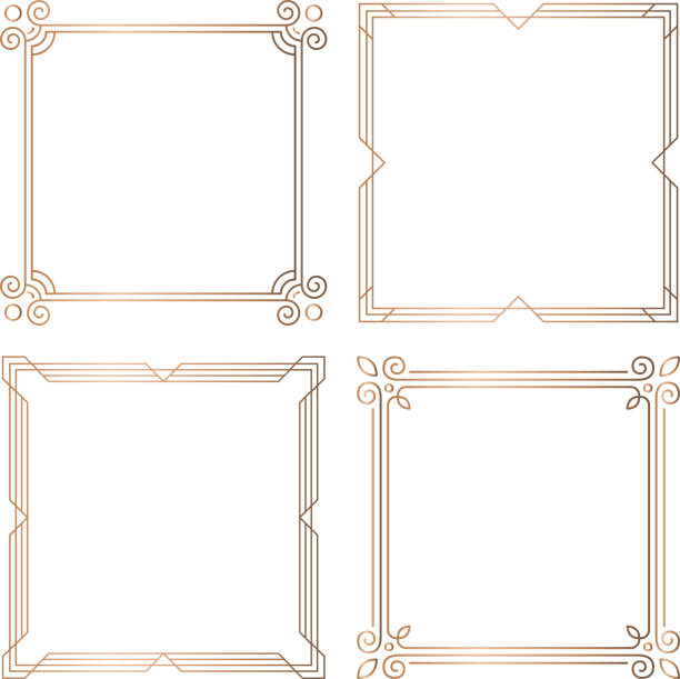 Golden geometric square frames, design elements vector art illustration