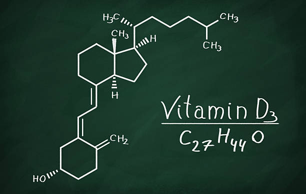 Structural model of Vitamin D3 molecule stock photo