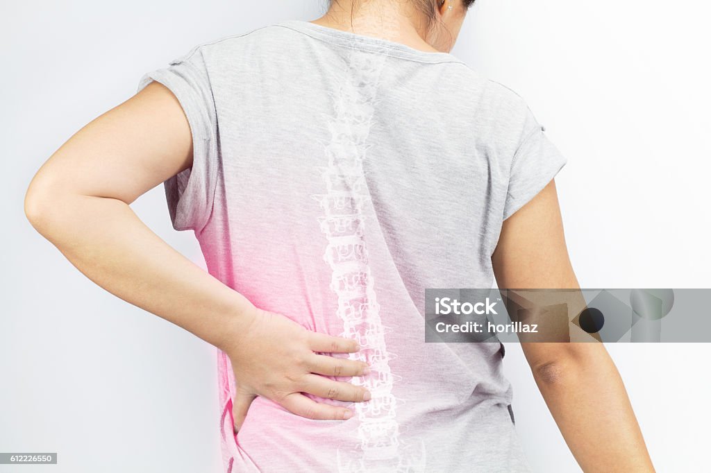 spine bones injury spine bones injury white background Osteoporosis Stock Photo