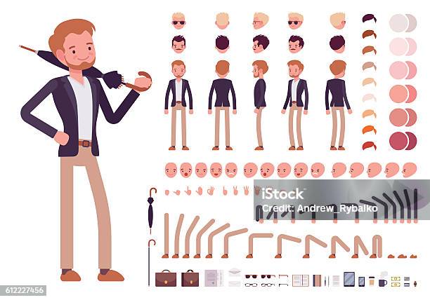 Smart Casual Male Character Creation Set Stock Illustration - Download Image Now - Characters, Men, Icon Set