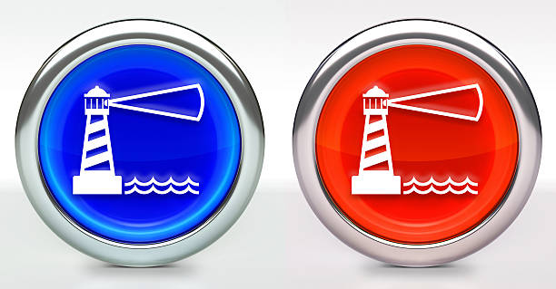 Lighhouse Icon on Button with Metallic Rim