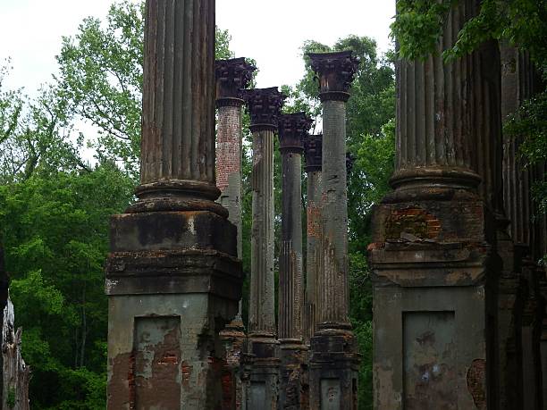 Details of architecture in the National Historical Site Windsor Ruins in Mississippi.