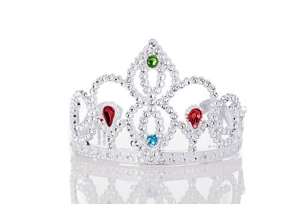 istock Toy silver plastic crown isolated on white background 612234968
