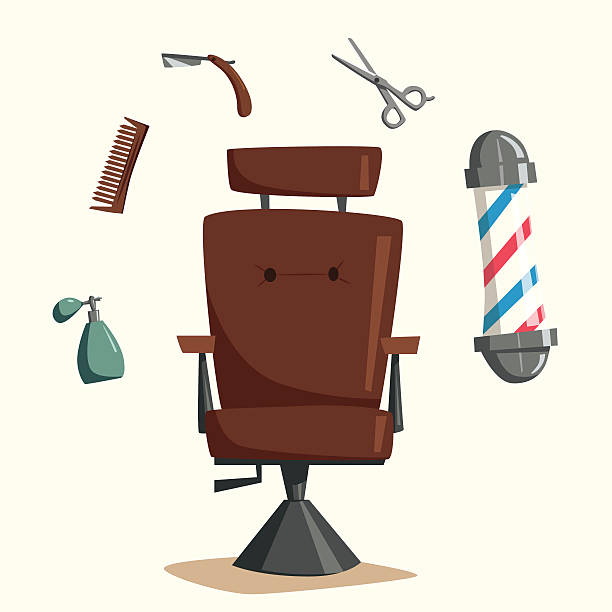 istock Set of barber shop tools. Cartoon vector illustration 612234986
