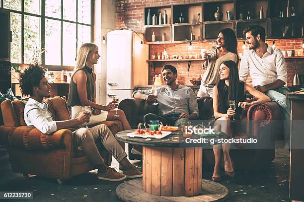 Spending Great Time With Best Friends Stock Photo - Download Image Now - Friendship, Champagne, Drinking