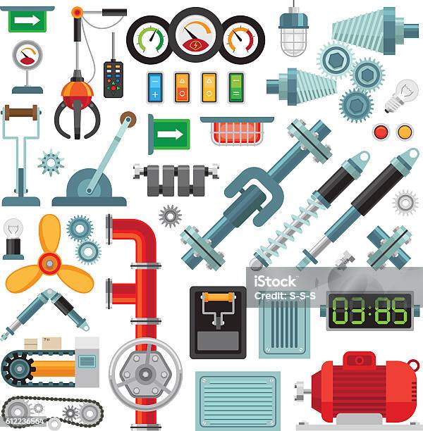 Machinery Flat Icons Stock Illustration - Download Image Now - Activity, Automatic, Business Finance and Industry