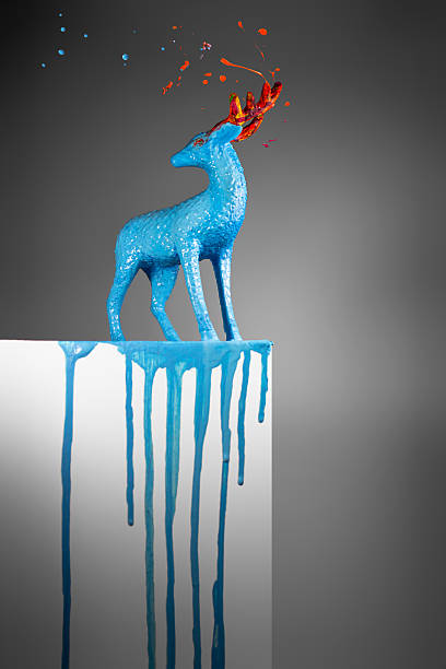 magic blue deer with melting horns - reindeer mist bildbanksfoton och bilder