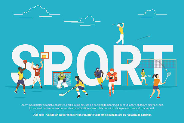 sportkonzept-illustration - sport university football player action stock-grafiken, -clipart, -cartoons und -symbole