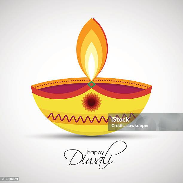 Happy Diwali Diya Oil Lamp Stock Illustration - Download Image Now - Diwali, Diya - Oil Lamp, Icon Symbol