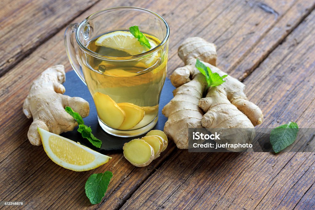 Erkältungstee Hot drink with ginger Ginger - Spice Stock Photo