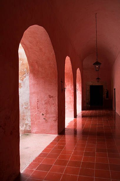 Convent of San Bernardino de Siena, Valladolid, Mexico stock photo