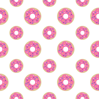 Donuts Seamless Pattern Stock Illustration - Download Image Now - Doughnut,  Backgrounds, Pattern - iStock