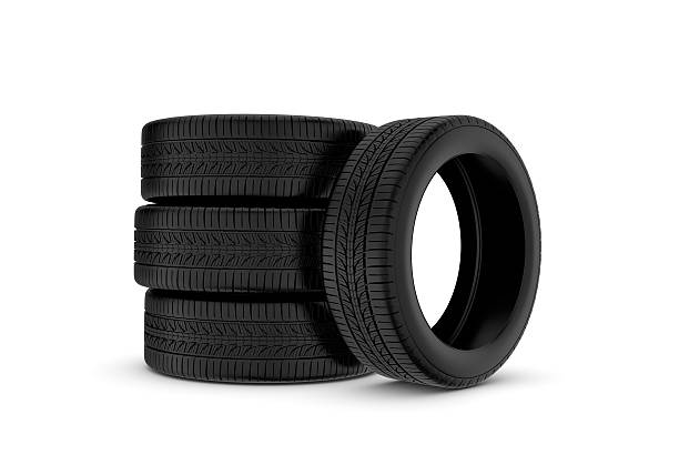 istock Rendering black tires, isolated on white background. 612252370