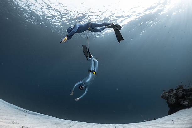 istock Freedivers in the sea 612253660