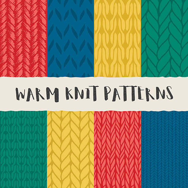 ilustrações, clipart, desenhos animados e ícones de conjunto de 8 padrões de malha decorativa sem emenda. - knitting sweater crochet wool