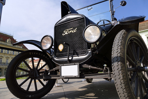 Zrenjanin;Vojivodina;Serbia-September 07,2016.Ford Model T from 1921 parked in the town square at the exhibition of old cars in Zrenjanin-Serbia as the first series production car by Ford Motor Company.