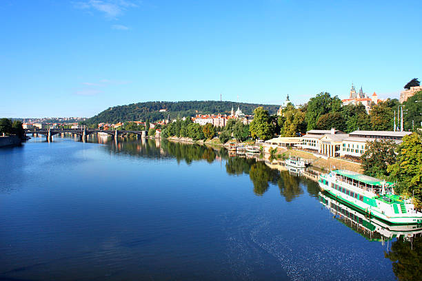 istock Prague, Czech Republic panorama with historic Charles Bridge and 612258482