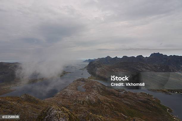 Lofoten Islands Norway Trek To Narvtinden Mountain Stock Photo - Download Image Now