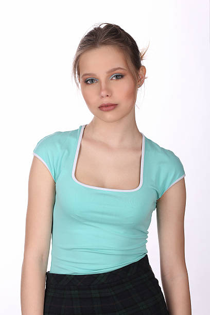 istock Girl with makeup posing. Close up. White background 612259440
