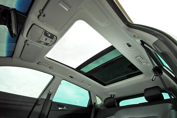 car sunroof stock photo