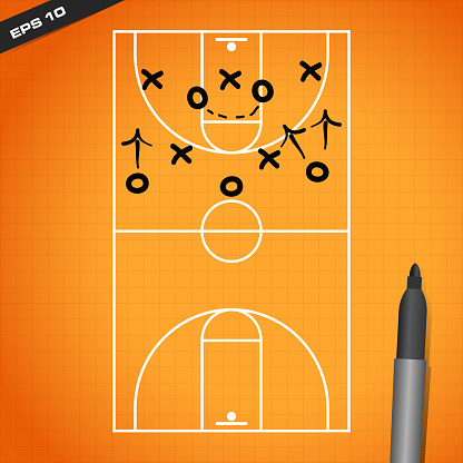 basketball court  tactic design in vector format