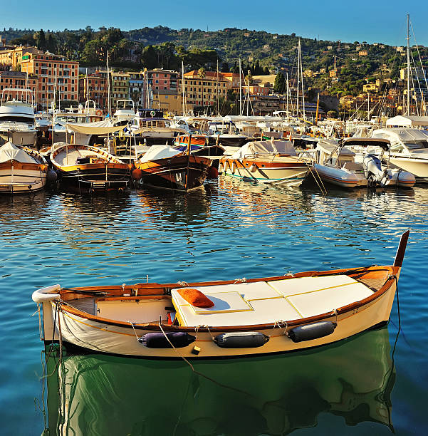 istock boat in harbor Santa Margherita, Ligure 612264930