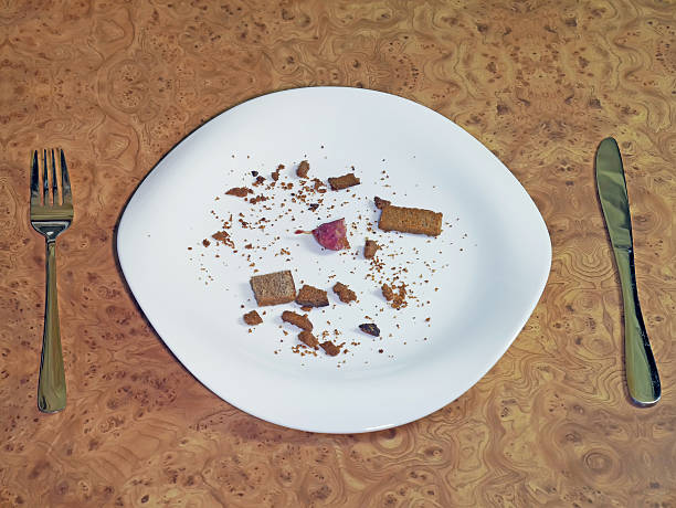 Empty plate, fork and knife