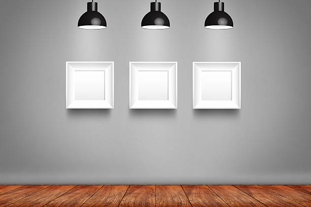 istock Collage of white photo frames on the wall 612267814