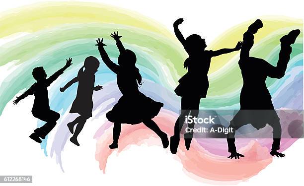 High Energy Kids Watercolor Stock Illustration - Download Image Now - Child, Dancing, Jumping