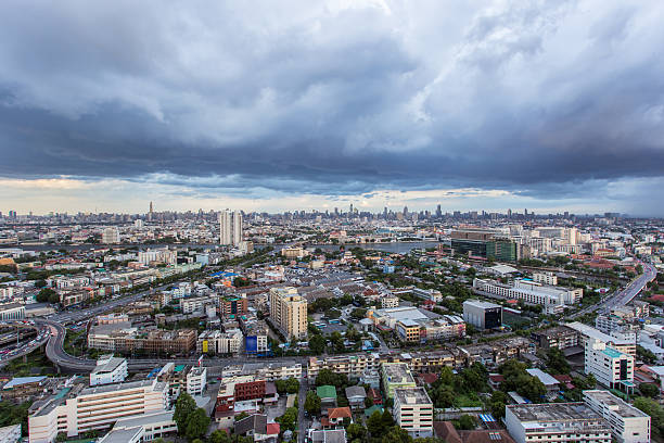 istock Top view bangkok city with raining day. 612269302