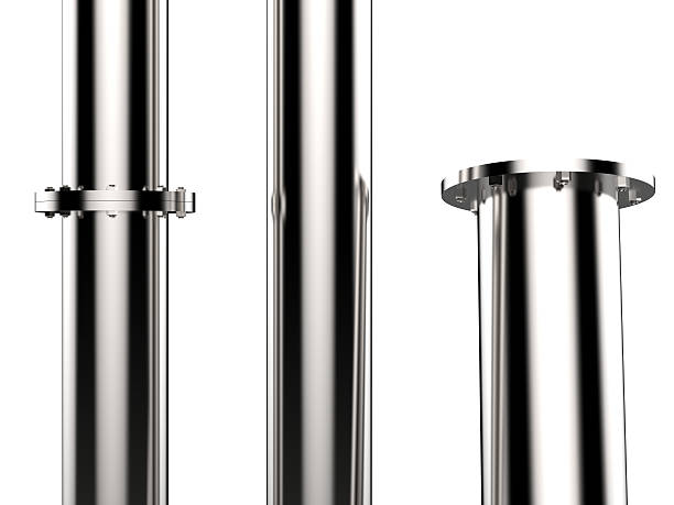 istock metal pipe with flange joint 612270670