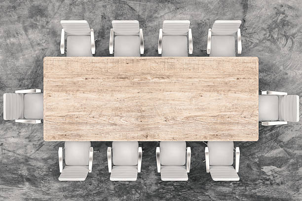 conference table top view empty conference table and office chairs conference table stock pictures, royalty-free photos & images