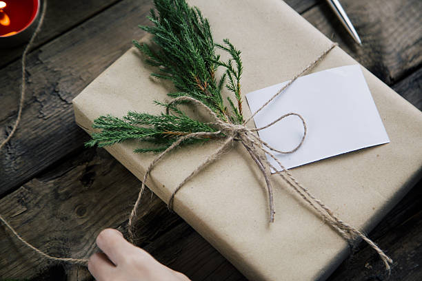 istock Handmade Gift wrapping for Christmas and New Year 612372266