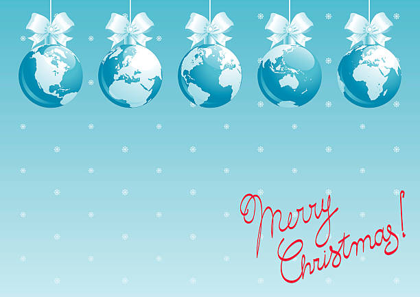 メリークリスマス、全世界で! - christmas australia asia globe点のイラスト素材／クリップアート素材／マンガ素材／アイコン素材