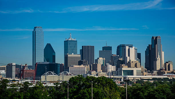 istock Close up Downtown Dallas Texas Blue Sky 612373980