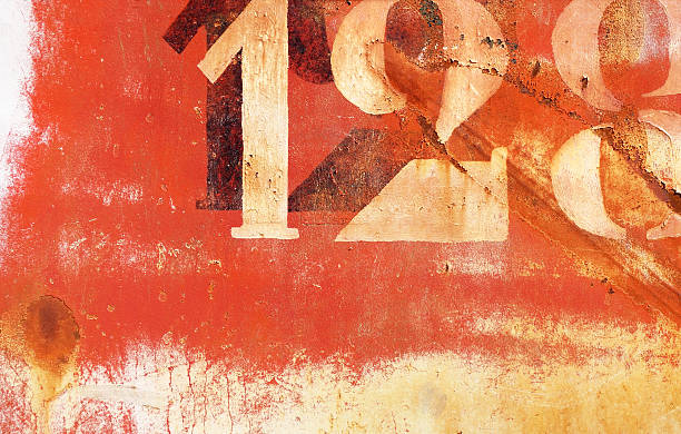 istock old rusty painted metal wall with numbers 612376560